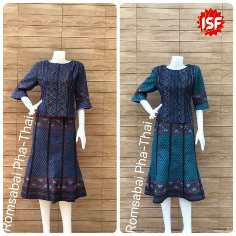 ROMSABAI PHA-THAI Setelan tenun etnik