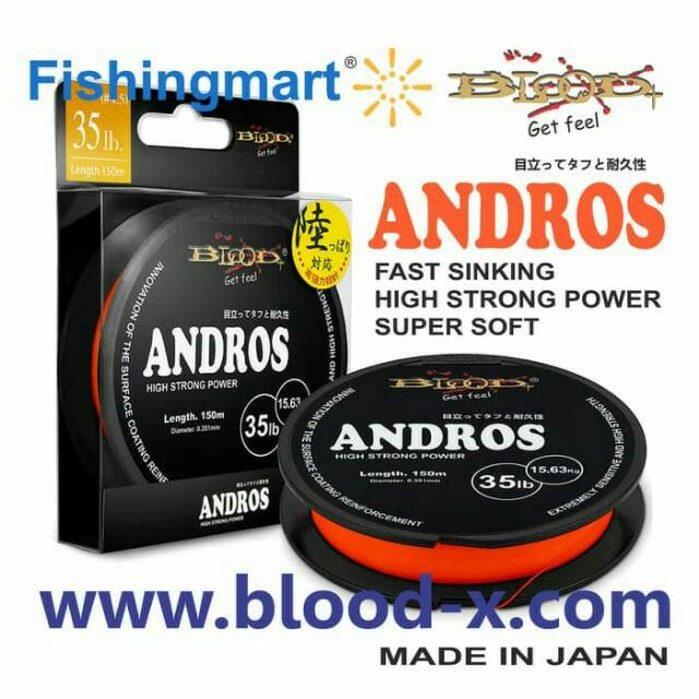 Senar pancing blood andros orange 150M
