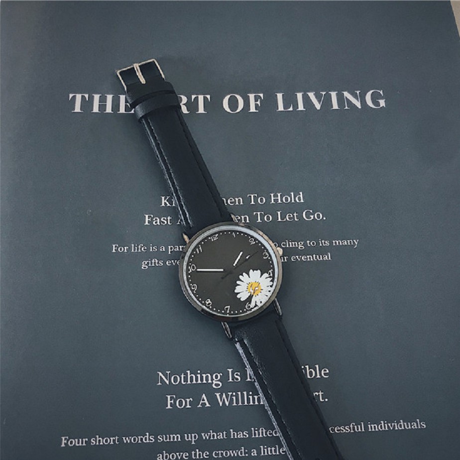 Jam Tangan Analog Quartz Wanita Strap PU Bunga Daisy Kecil Fashion Wanita Import-5