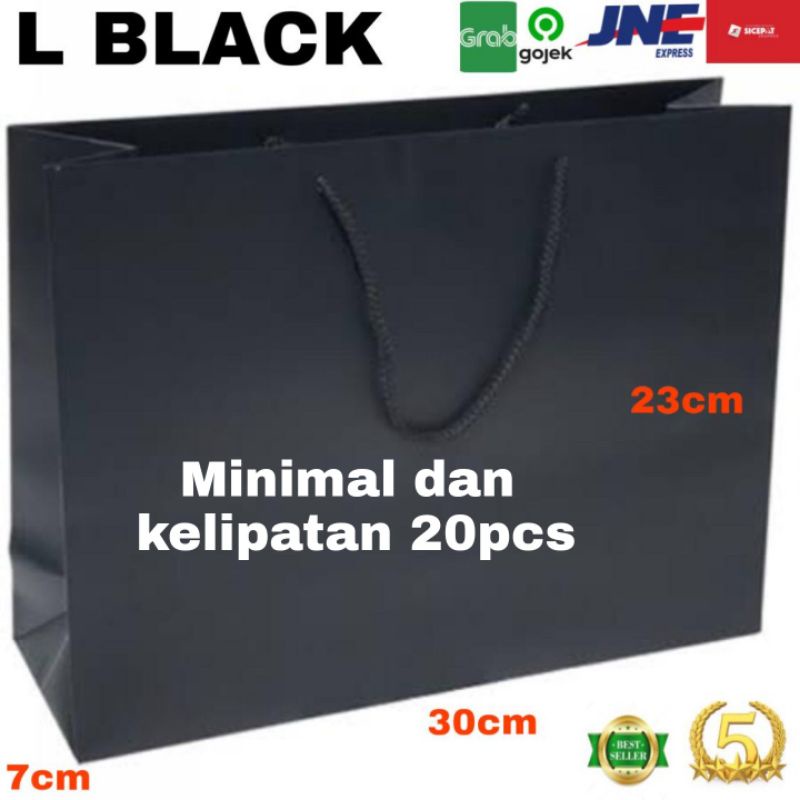 

MIN & KELIPATAN ORDER 20 PCS / Paper bag hitam 30x7x23 / Paper bag hitam polos 30x7x23 / Goodie bag / Shopping bag / Paper bag hitam