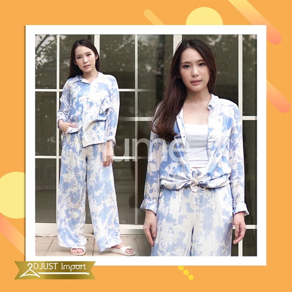 Baju Tidur Piyama Tie Dye 1Set Dewasa Lengan Panjang