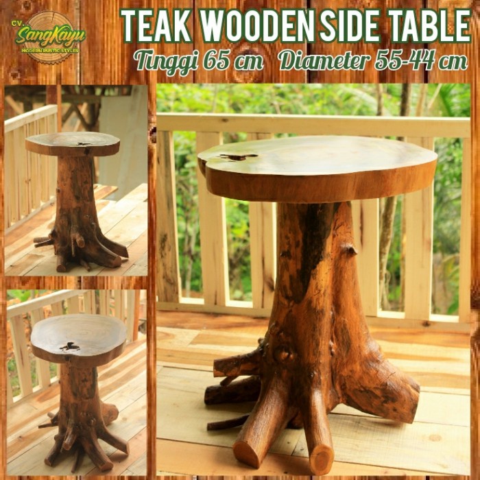 Meja kayu jati unik amazing teak wood wooden table Coffee table side06