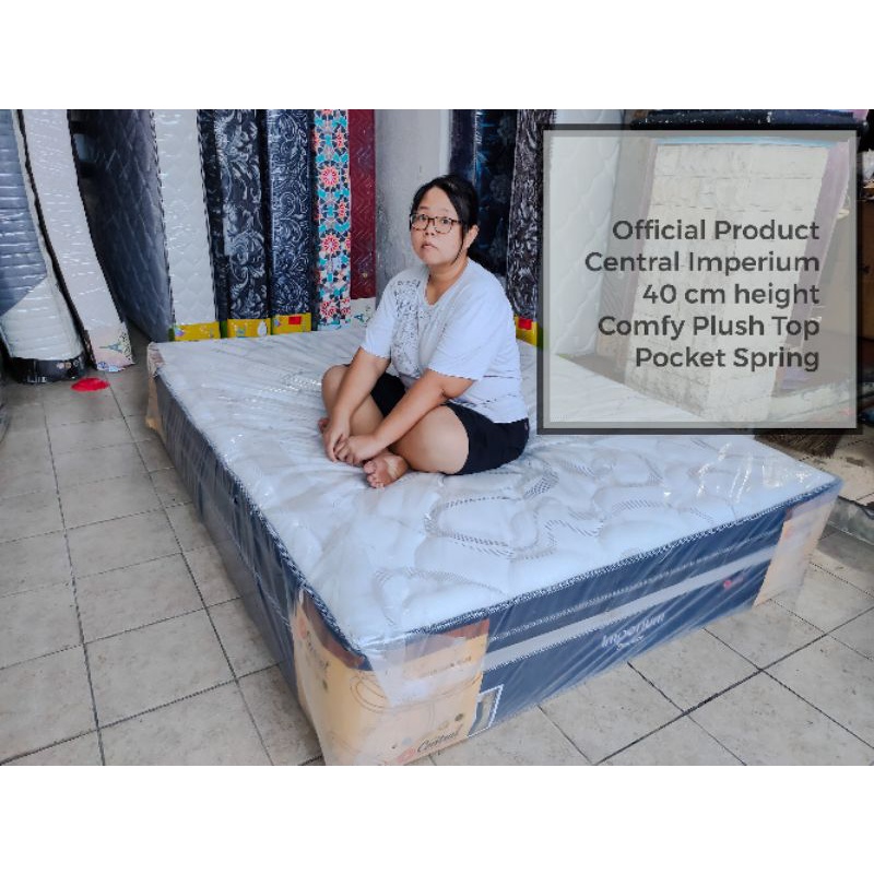Set Central Imperium 180 x 200 pocket spring jumbo pillow top divan sandaran Laci kasur spring bed