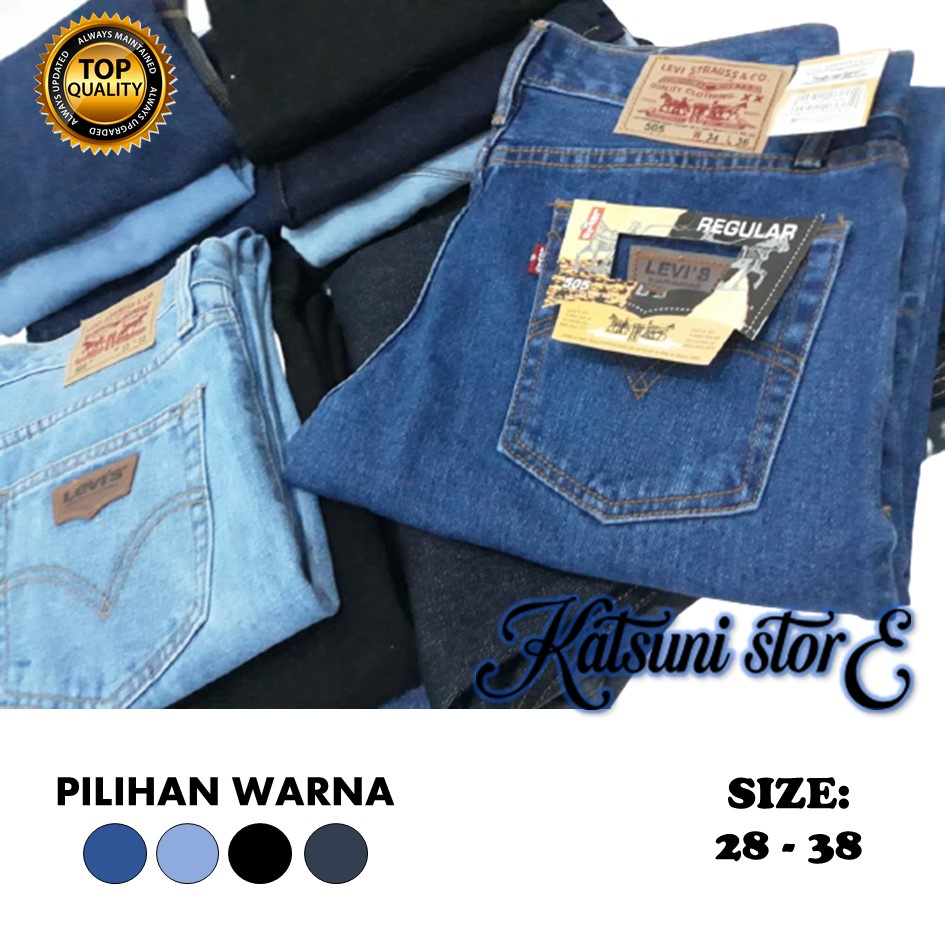 Celana Jeans Pria / Cowok Standard Premium LEVIS Model Terbaru Warna BioWash, BioBlitz, Blue-Black, 
