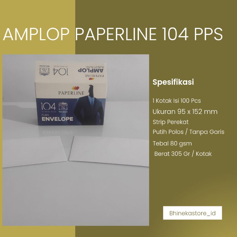 

Amplop Paperline Putih Polos 104 PPS 80 gsm Per Pack / 100 Pcs