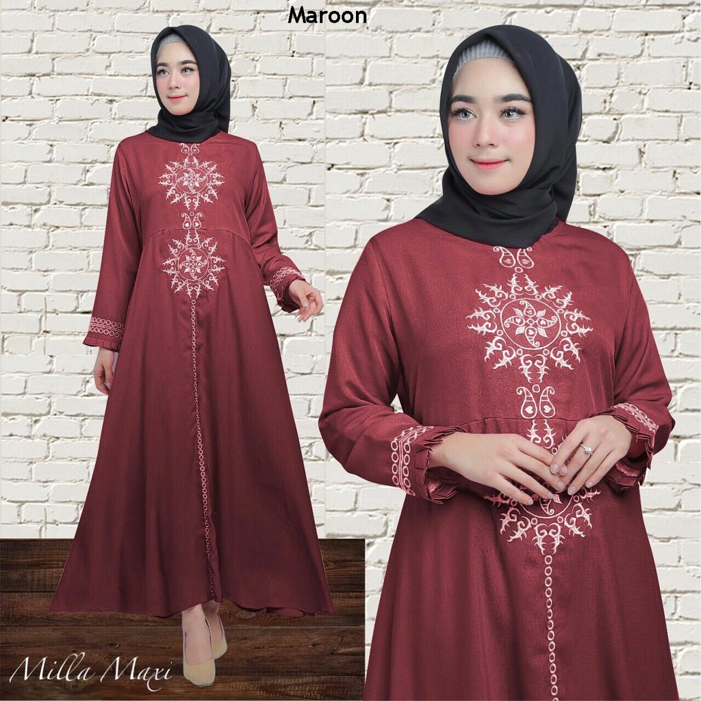 HOPYLOVY - Gamis Wanita Milla Maxi Bordir