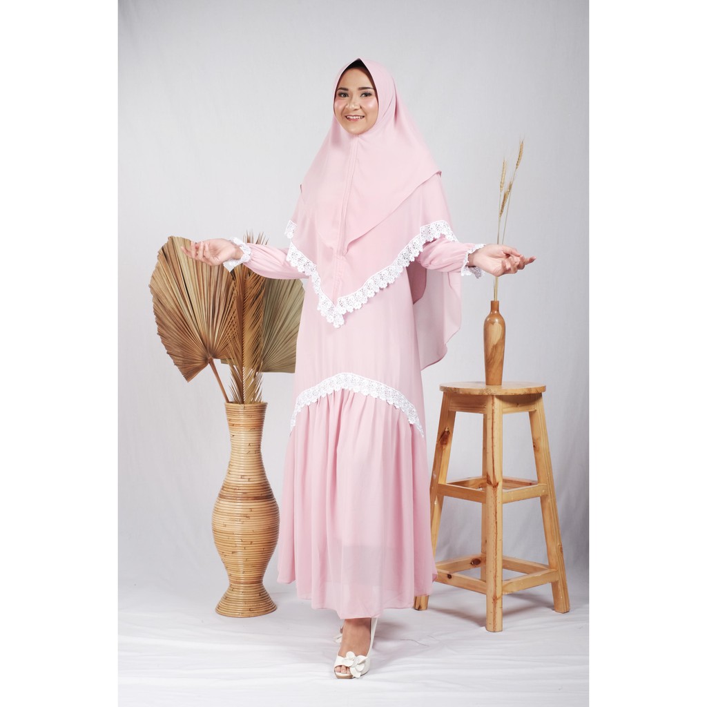 Gamis ceruty babydoll set khimar ATHYA TJ BELVANI ELYARSY RAYA IED SERIES dan YUMNA BERMERKS terbaru modis modern baju muslim busui branded