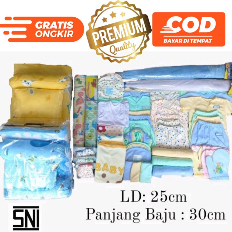 Paket Lahiran Kompit Perlengkapan Baju Bayi Baru Lahir Lengkap Kasur Kelambu Bedong Popok Gurita Celana Kado Hemat SNI Promo 8.8