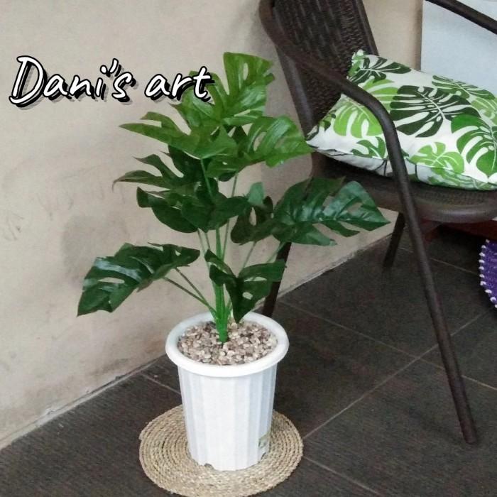 Daun Monstera jumbo Monstera palsu tanaman plastik