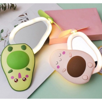 [MH] Kipas Cermin Makeup Led 3in1 Avocado Mini Fan Led Mirror USB Charger