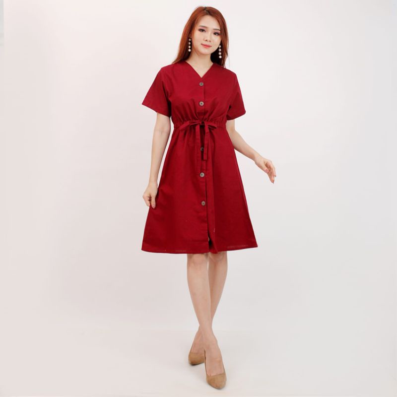 Dress Fashion BV RD-24 /Dress Midi /Dress Polos Katun Uniqlo