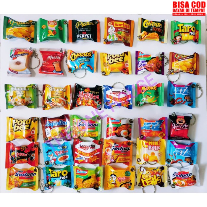 MURAH Gantungan Kunci Motor Mobil Tas Miniatur Snack Makanan Minuman Lucu - Random