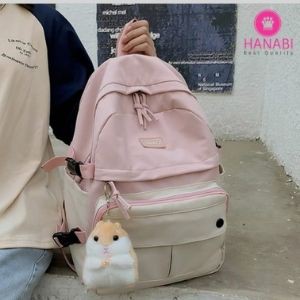 HANABI - Tas ransel sekolah TWO COLOUR Tas kekinian tas casual TANPA BONEKA