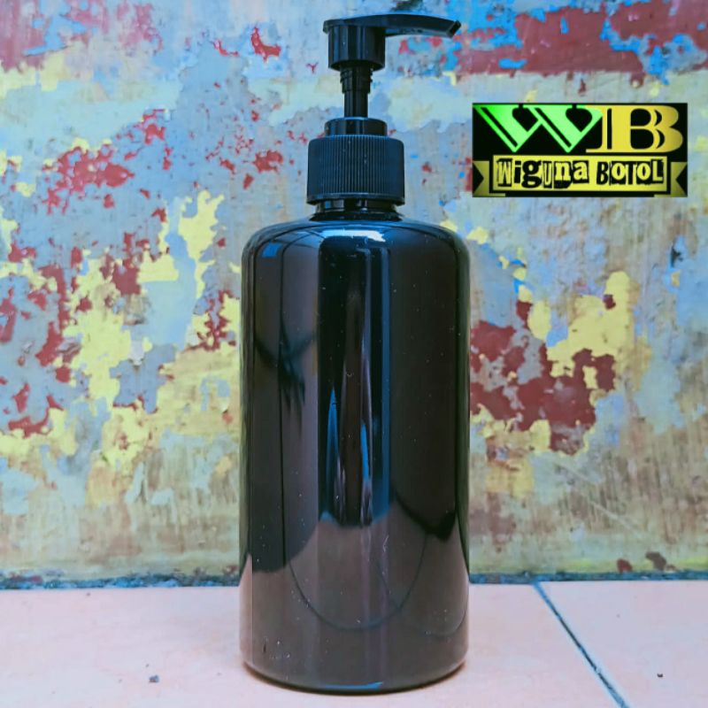 Botol Pump 500ml Hitam Neck 28 / Botol 500ml Hitam Neck 28 Tutup Pump Lotion Hitam Aesthetic