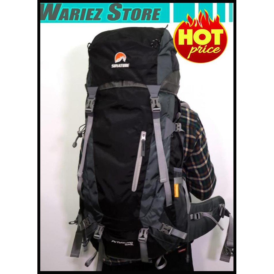 Tas Gunung Sunature Futura Pro 60 Over 5 Liter 9182 Tas Carrier 65L - Hitam Termurah