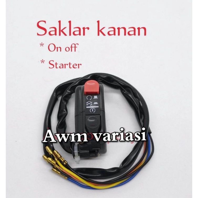 Paket saklar set kiri kanan - Saklar kanan 2 tombol &amp; Saklar kiri 3 tombol universal motor