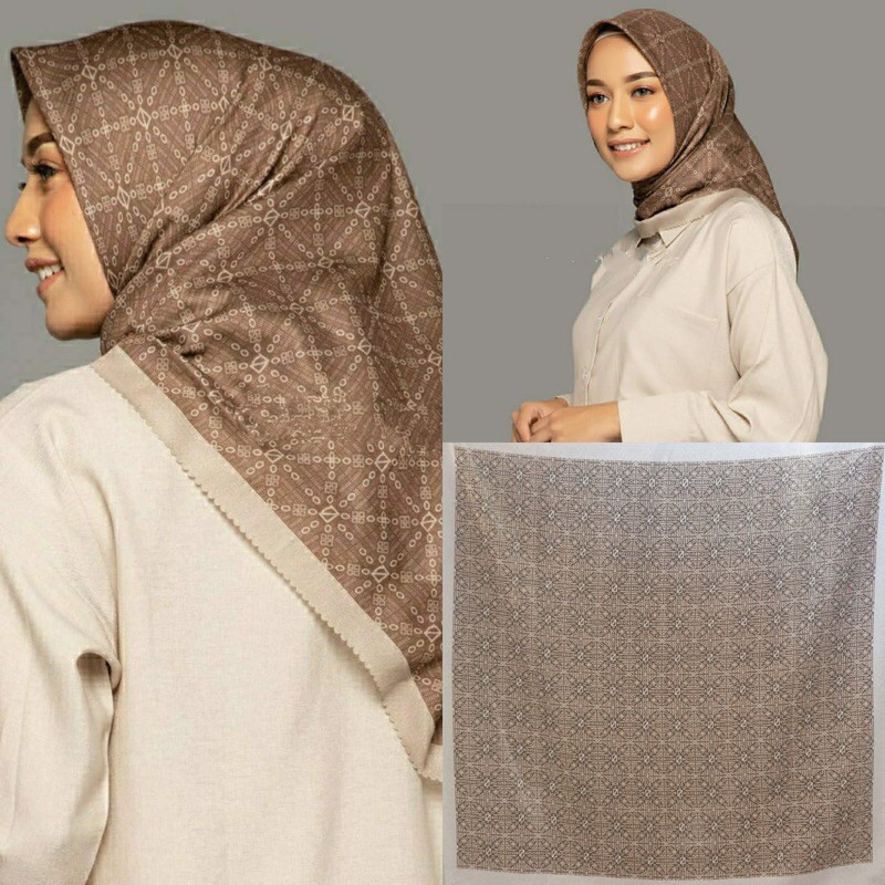 [GROSIR MURAH] Hijab Segi4 Voal Motif LC  / S4 Voal Motif LaserCut TERBARU #fth216 & fth423-Chocolate