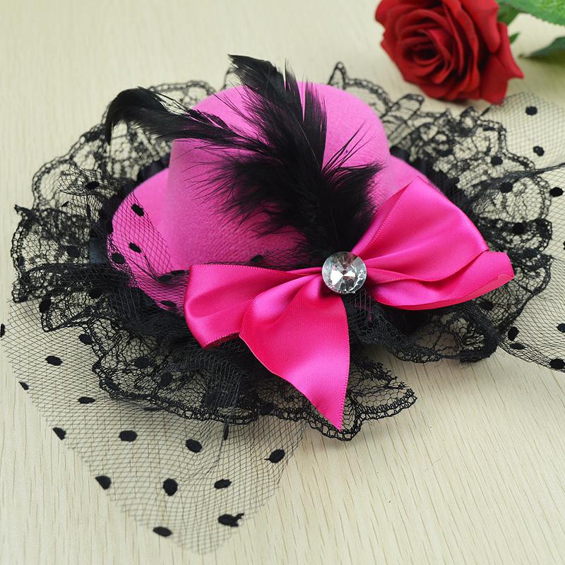 MINI TOP HAT AKSESORIS RAMBUT TOPI PITA  BULU KECIL