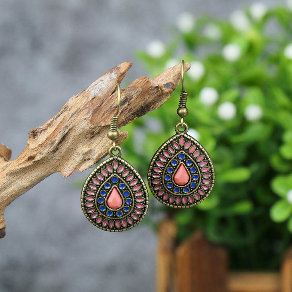 Hu Hu Hu Hu Hu Alat Bantu Pasang Kacamata♡ 1 Pasang Anting Gantung Bentuk Tetesan Air Aksen Glitter Gaya Bohemia Untuk Wanita