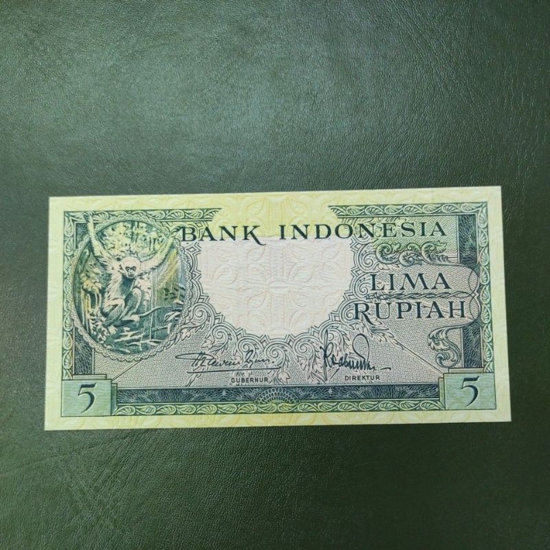 UANG KUNO INDO SERI HEWAN KERA 5 RUPIAH TAHUN 1957