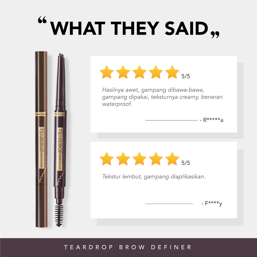 YOU Pensil Alis Teardrop Brow Definer 0.25gr | Eyebrow Waterproof &amp; Long Lasting BPOM