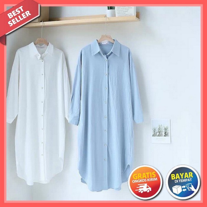 Tunik Putih Long Tunik Tunik Wanita Terbaru 2021 Kekinian Atasan Tunik Terbaru T6Z7 Tunik Import Ter