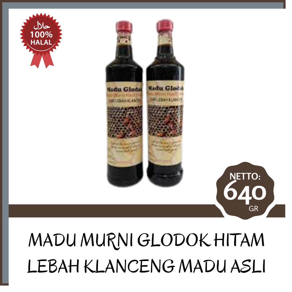 

MADU MURNI GLODOK HITAM LEBAH KLANCENG MADU ASLI | 640 GRAM