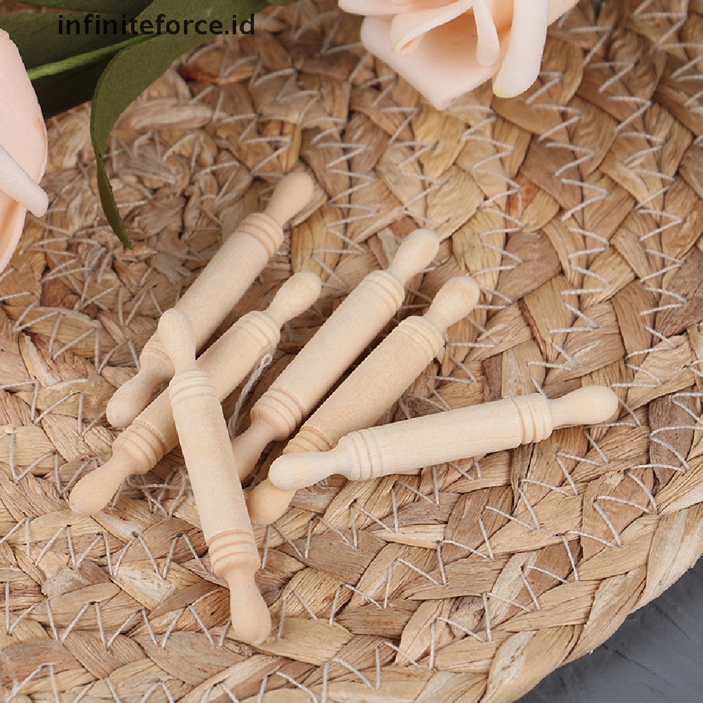 Infiniteforce.id 6pcs / set Mainan Miniatur Rolling Pin Kayu Aksesoris Dapur Rumah Boneka 1: 12