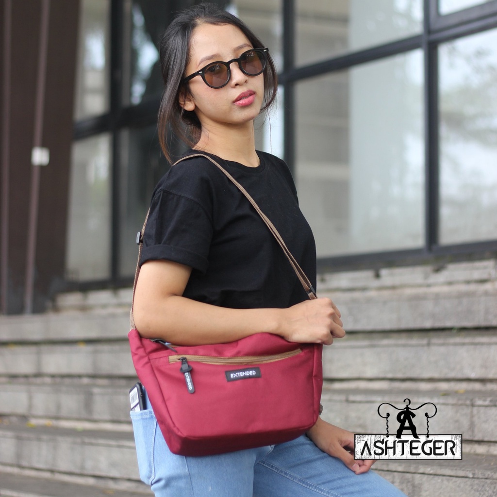 Tas Selempang Pria Wanita Casual Trendy Slingbag Unisex Kuliah Sekolah Kerja Polos Slempang Cowok Korea Kekinian Termurah