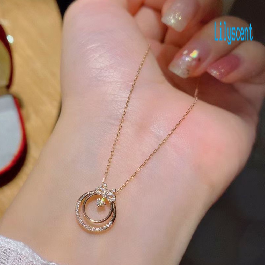 Kalung Klavikula Adjustable Dengan Liontin Lingkaran Untuk Wanita