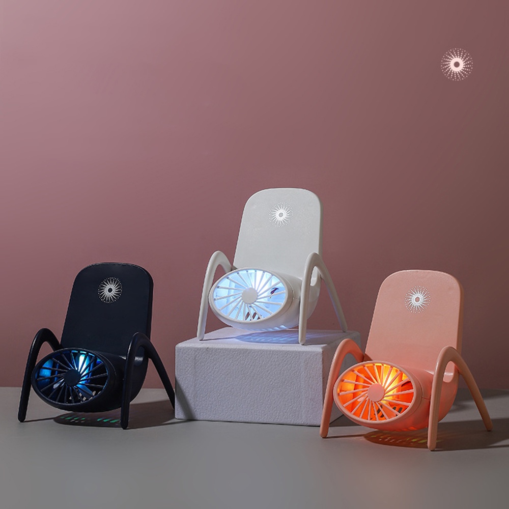 Kipas Angin Meja Mini Portable Charge Usb Dengan Lampu Breathing Untuk Musim Panas