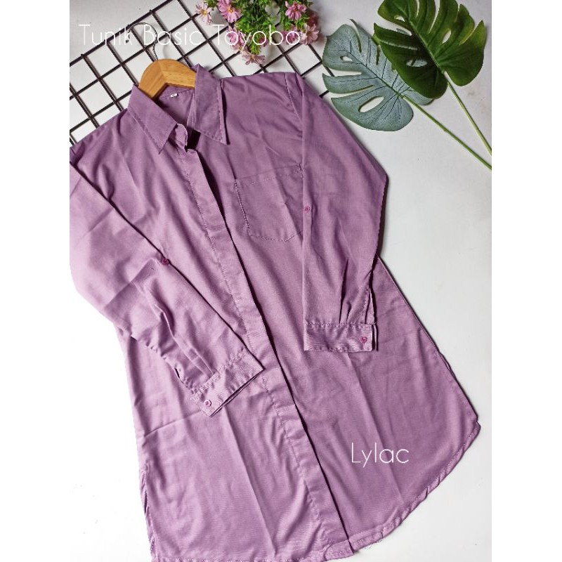 Kemeja Tunik Polos warna hitam maroon mustard Lilac navy