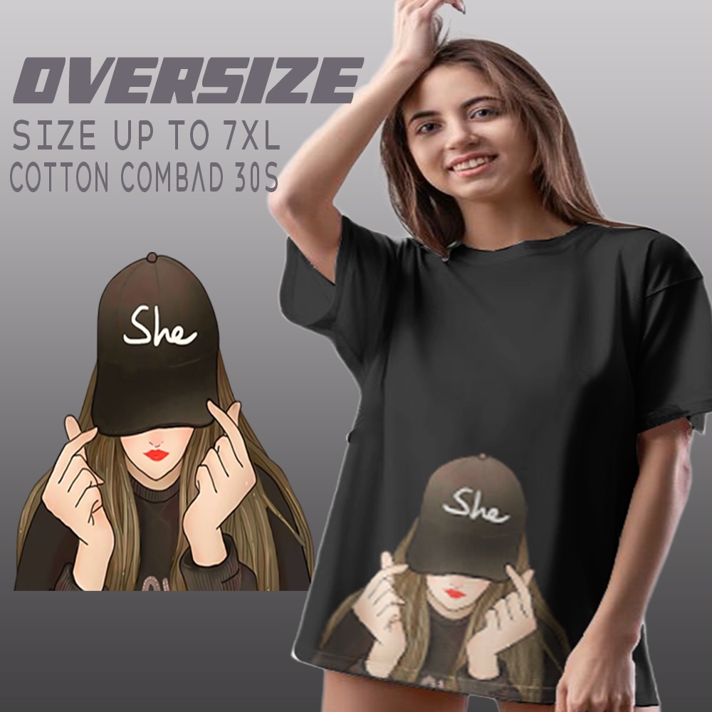 kaos wanita lengan pendek oversize jumbo korea kekinian premium tebal terbaru bisa untuk cewe hijab 