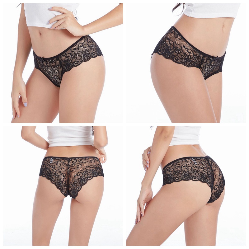 Renda Mulus Celana Dalam Wanita Mid Waist ukuran besar Sexy bernapas Thong 3C125