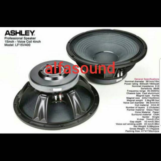 Speaker Komponen Ashley LF15V400 15 Inch Salon Ashley LF15 V400 Ori