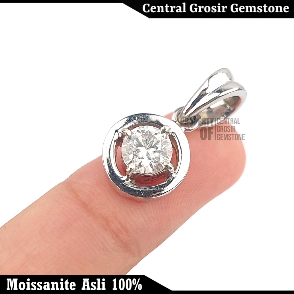 Liontin Wanita Silver Perak Batu Asli Moissanite Sertifikat GRA