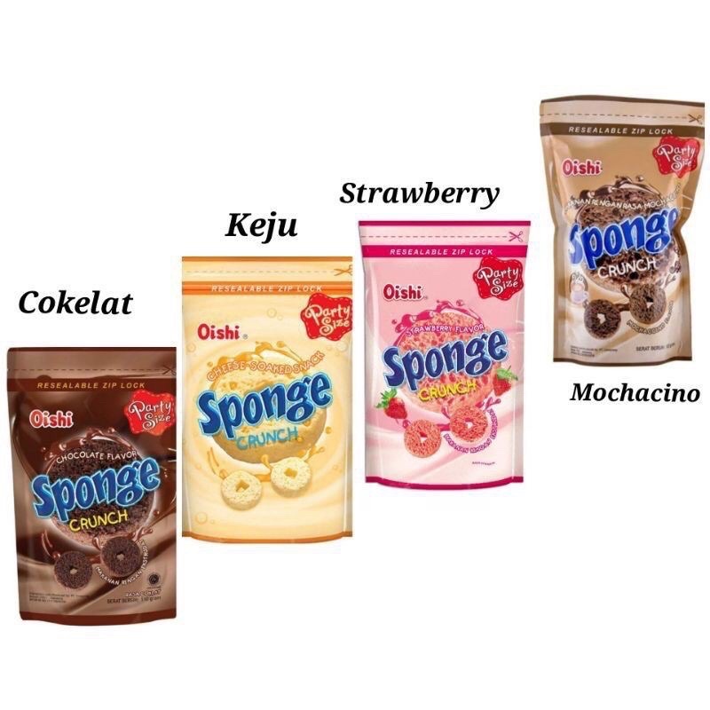 Jual Oishi Sponge Crunch Coklat Strawberry Keju Moka G Indonesia Shopee Indonesia