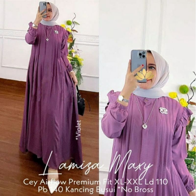 Lamisa Maxy Dress original Terbaru 2022 Bahan Crinkle airflow Premium Dress Kekinian Dress Wanita Dr