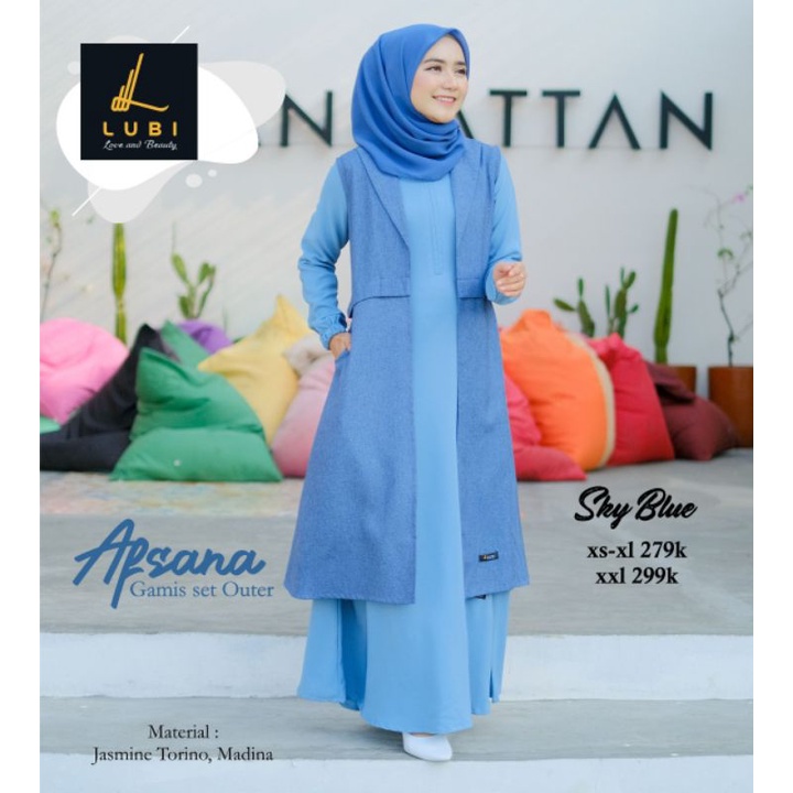 Gamis Afsana  Set  Outer By Lubi Terbaru 2021