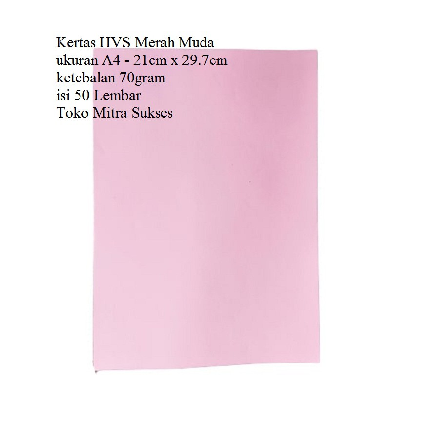 

50 Lembar Kertas HVS Merah Muda A4 70gram