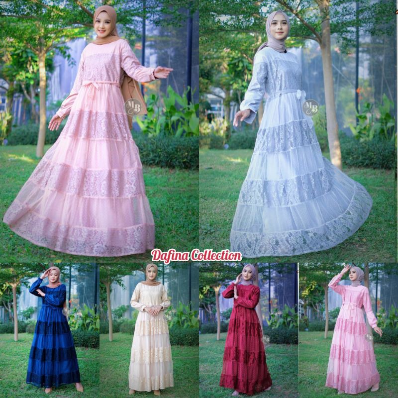 Nadhira Dress Gamis Gaun Pesta Muslim Modern Baju Kondangan Syar'i