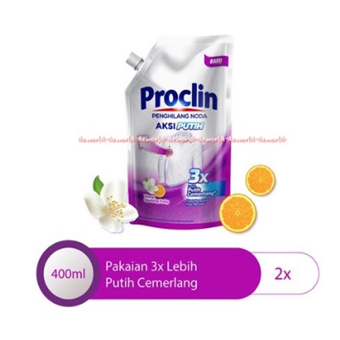 Proclin Penghilang Noda 400ml Aksi Putih Penghilang Noda Untuk Pakaian Putih Pakaian Putih Lebih Cemerlang