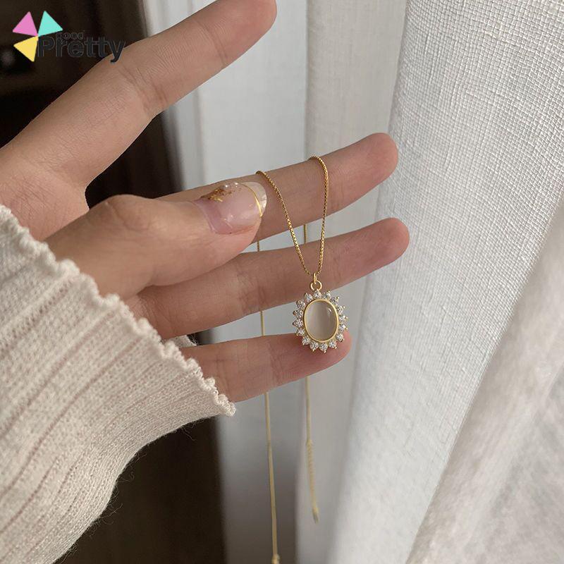 Retro Light Luxury Opal Kalung Wanita All-Match Hadiah Ulang Tahun Sederhana - PD