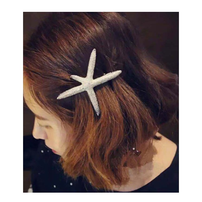 LRC Jepit Rambut Fashion Gold Metal Starfish Hairpin A59509