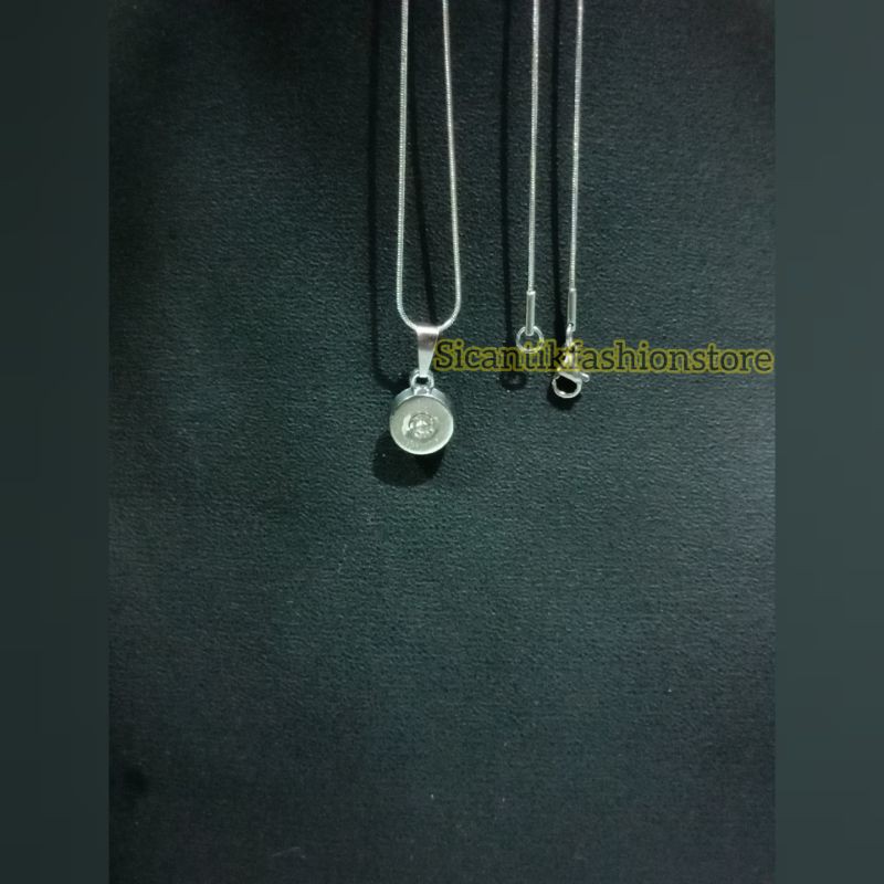 PROMO kalung Titanium plus liontin permata bulat Perhiasan Pria/wanita terlaris anti Karat mewah