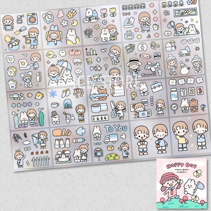 1 Lembar Stiker Aesthetic Tumblr Hp / Stiker Lucu Telado-BLUE PVC