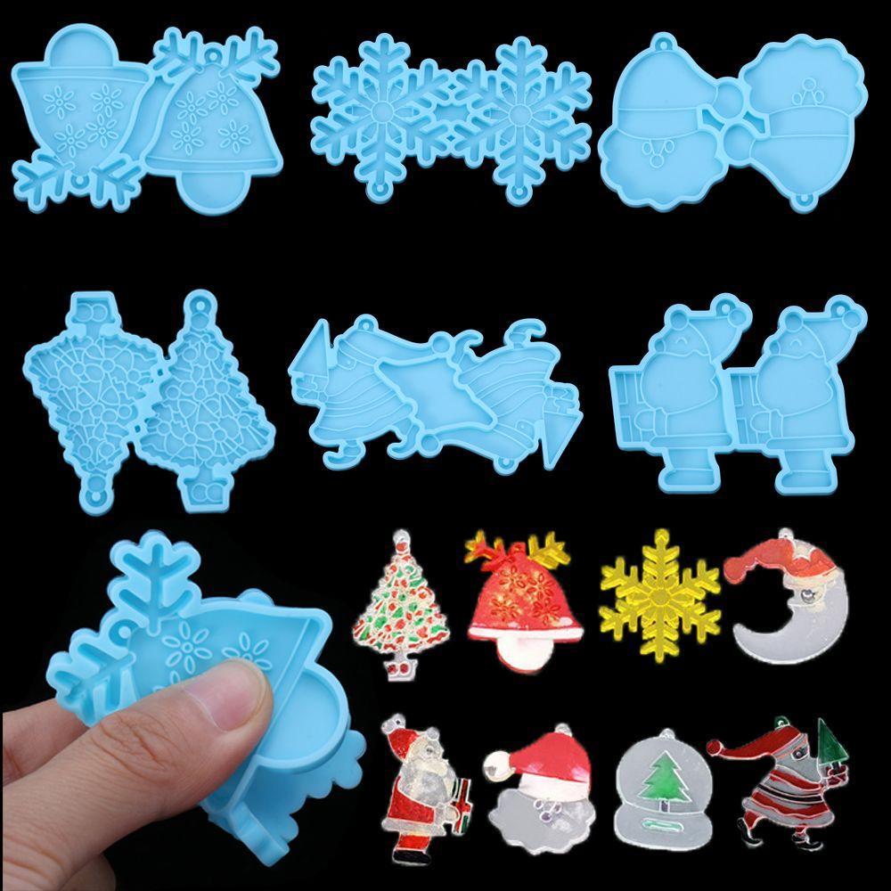 Preva Anting Cetakan Resin DIY Menjuntai UV Epoxy Elk Santa Claus Snowflake Resin Silicone Mold