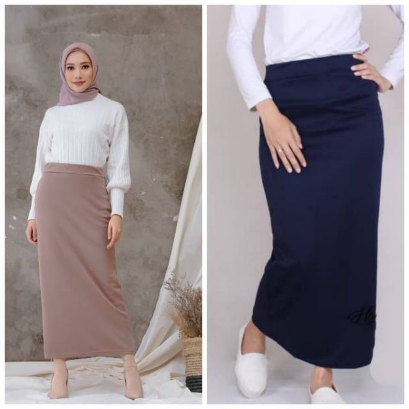 ROK SPAN SCUBA JUMBO/ROK SIZE L-XXL/ ROK KERJA WANITA