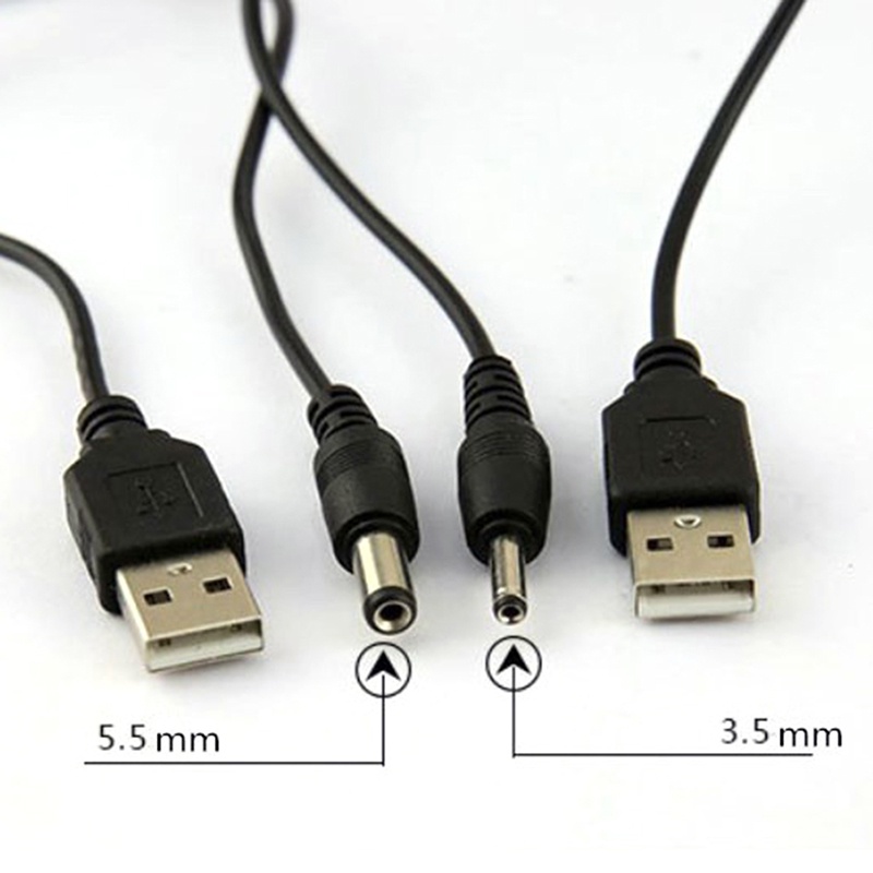 {LUCKID}USB Port to 2.5 3.5 4.0 5.5mm 5V DC Barrel Jack Power Cable Cord Connector Black