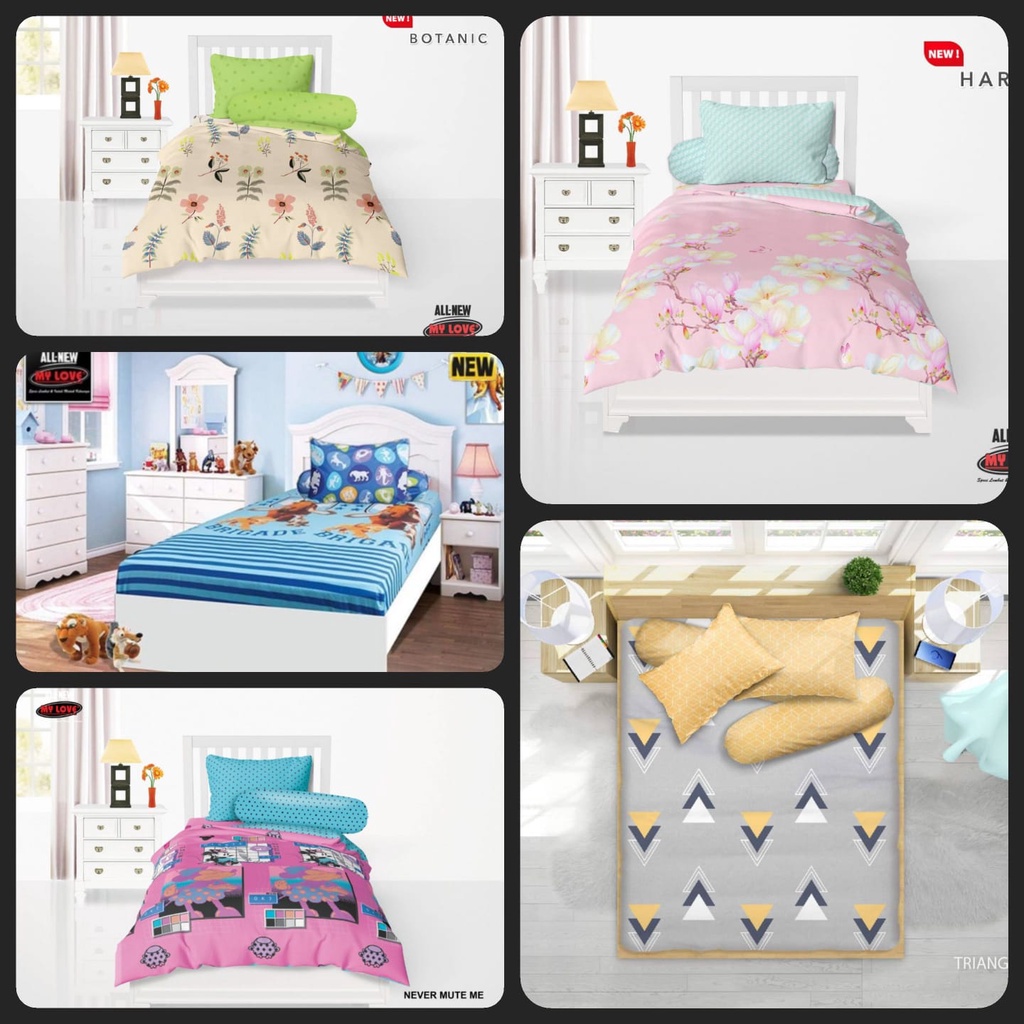 Sprei My love Ukuran 120 x 200 / 100 x 200 bantal 1 guling 1